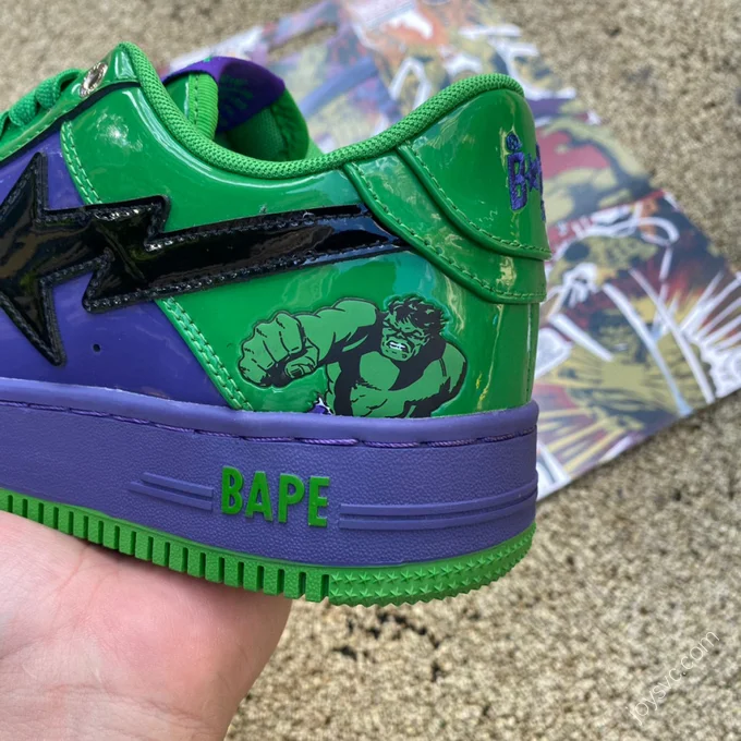 Marvel x Bape STA Green Purple Black 1I73-191-904
