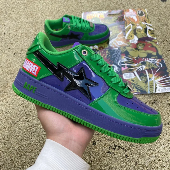Marvel x Bape STA Green Purple Black 1I73-191-904