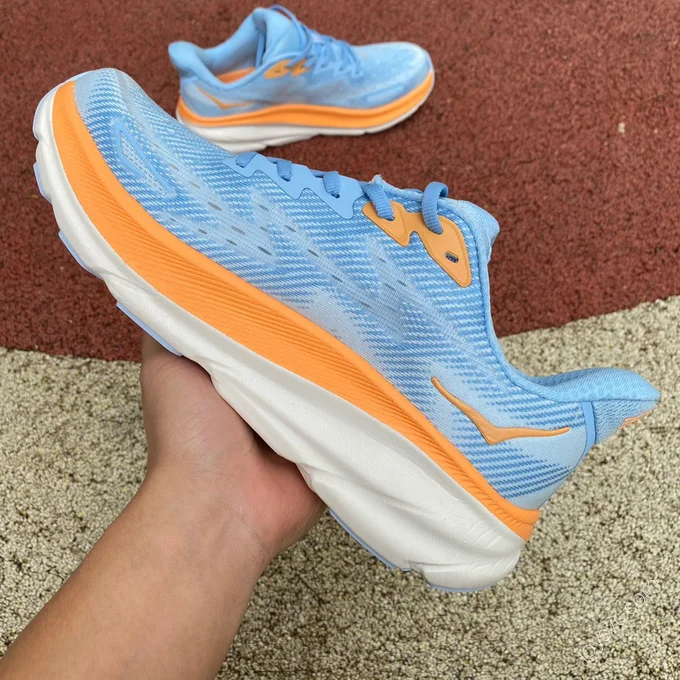 HOKA ONE ONE Clifton 9 Running Shoes Blue Orange 1127895-ABIW