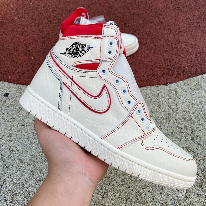 Air Jordan 1 White Red Rabbit High-Top Sneaker 555088-575441-160