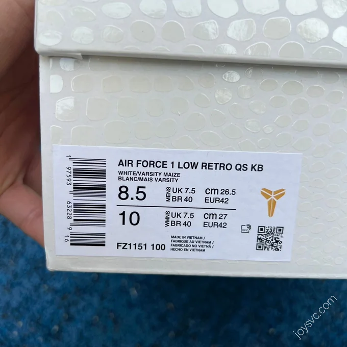 Kobe Bryant x Nike Air Force 1 Yellow White FZ1151-100