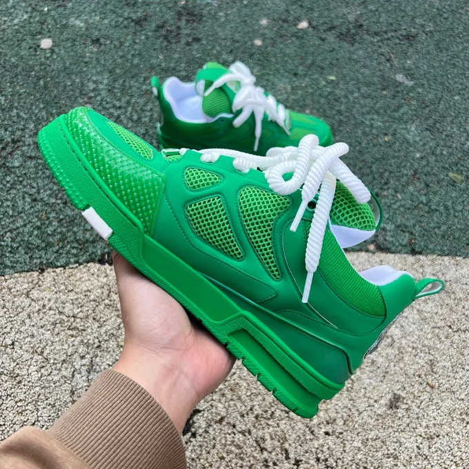 LOUIS VUITTON Skate Green Leather Shoes