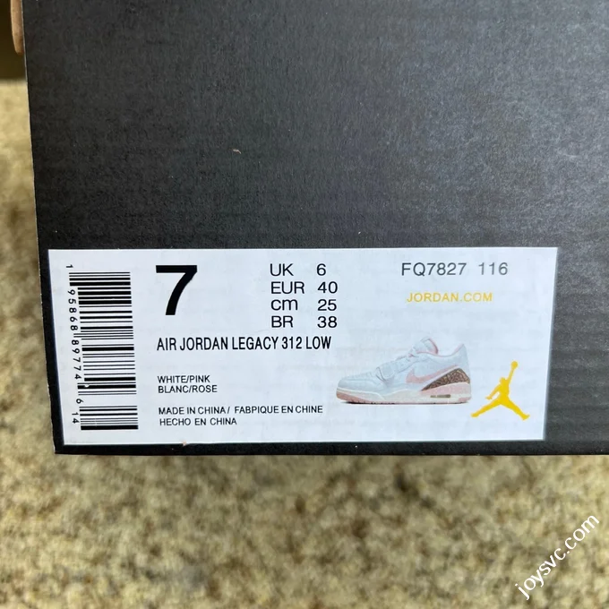 AJ312 White Pink Low Top Sneakers Air Jordan 312 FQ7827-116