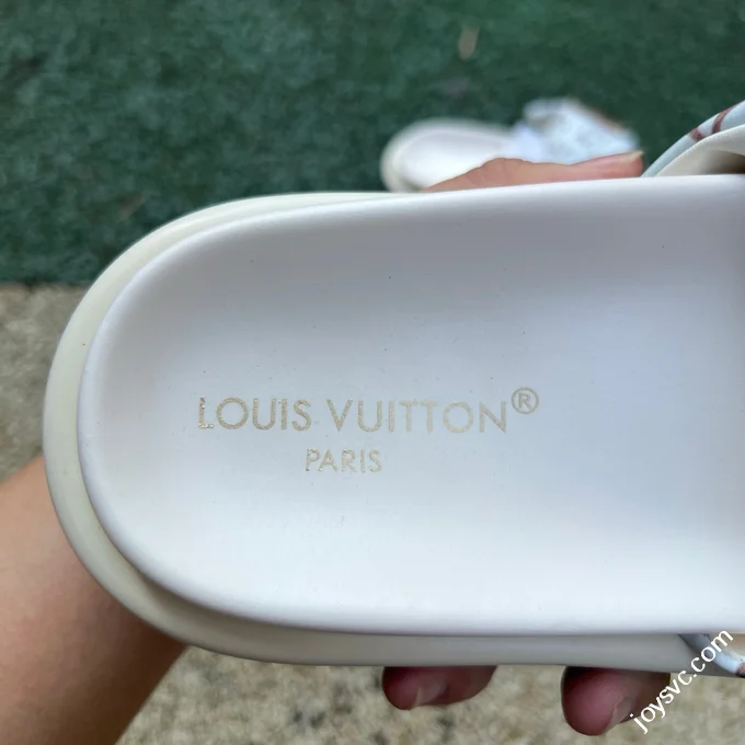 LOUIS VUITTON Monogram Print One-Strap Slides White Brown