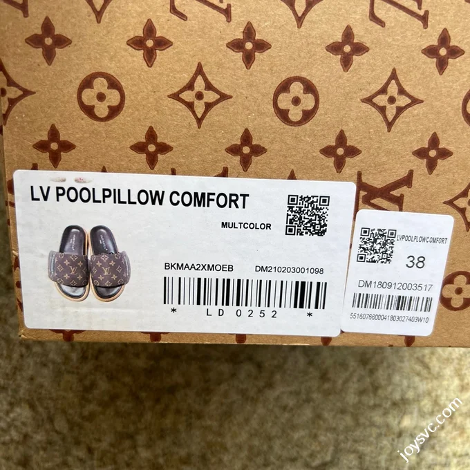 LOUIS VUITTON Monogram Print One-Strap Slides Brown