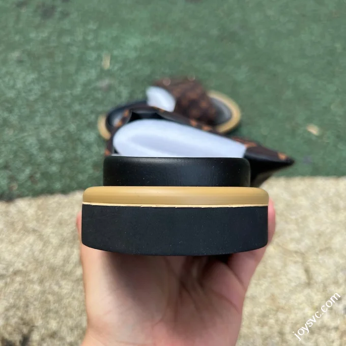 LOUIS VUITTON Monogram Print One-Strap Slides Brown
