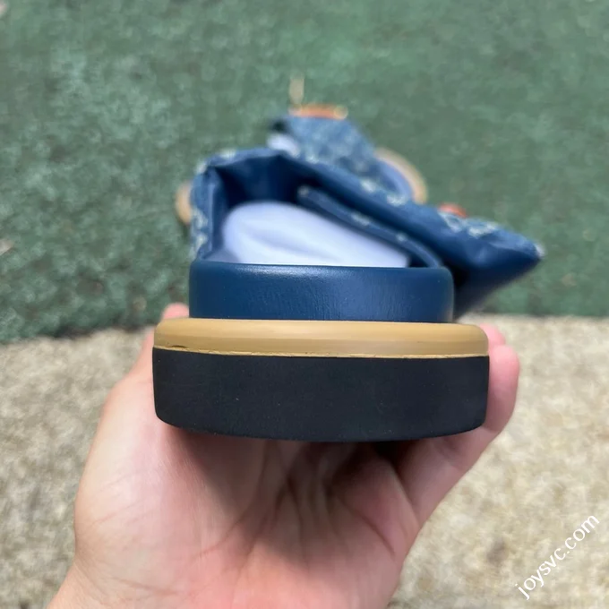 LOUIS VUITTON Monogram Print One-Strap Slides Blue