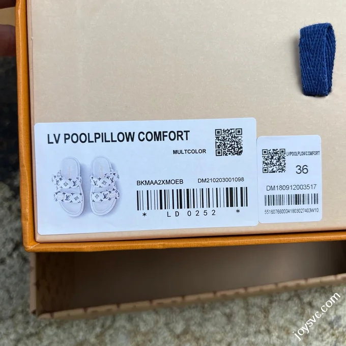 LOUIS VUITTON Pool Pillow Comfort Slides White Blue
