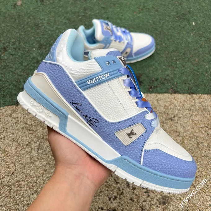 LOUIS VUITTON Trainer Lv White Blue Sneakers