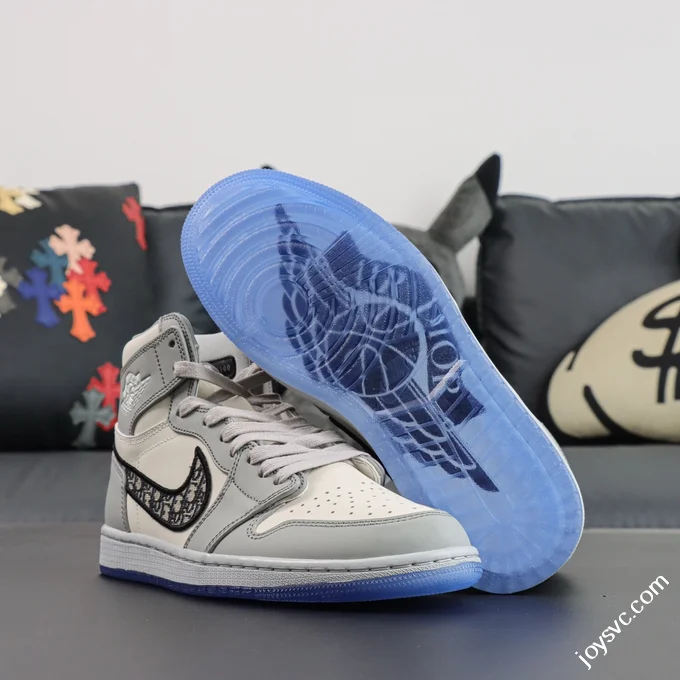 AJ1 Dior High OG White Grey Sneakers