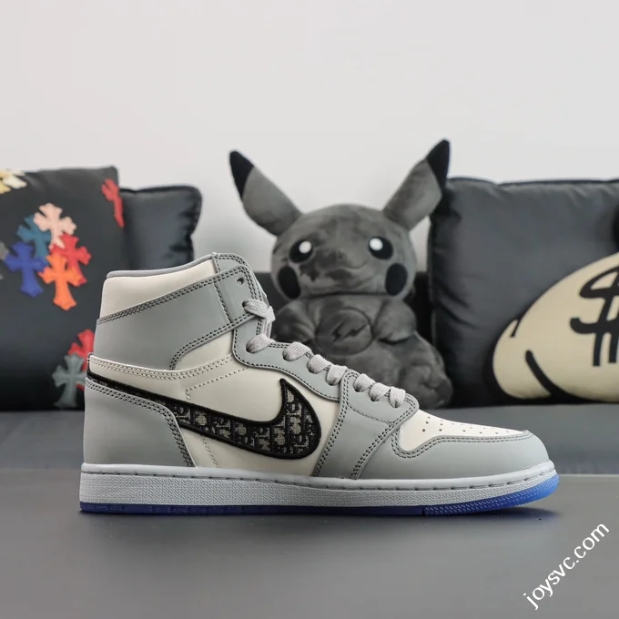 AJ1 Dior High OG White Grey Sneakers