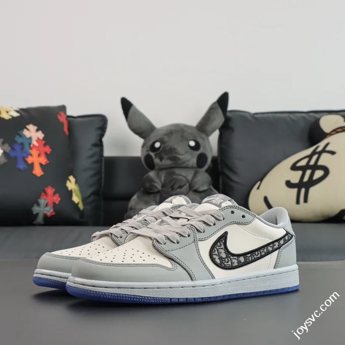AJ1 Dior Low White Grey Sneakers