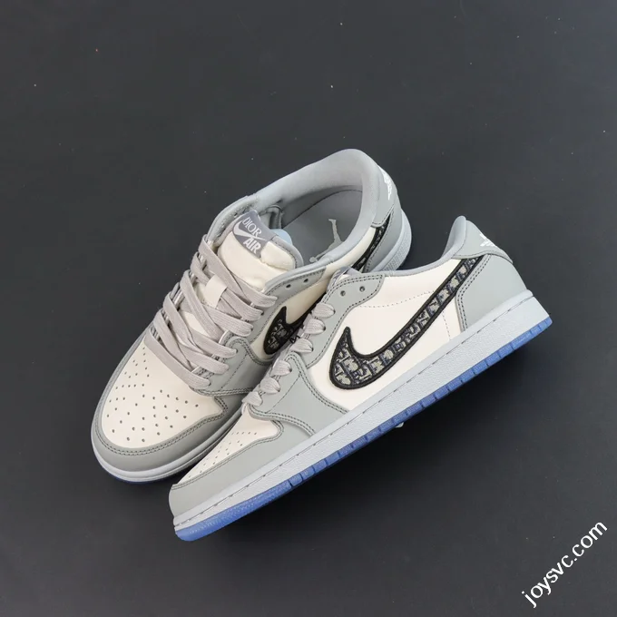 AJ1 Dior Low White Grey Sneakers