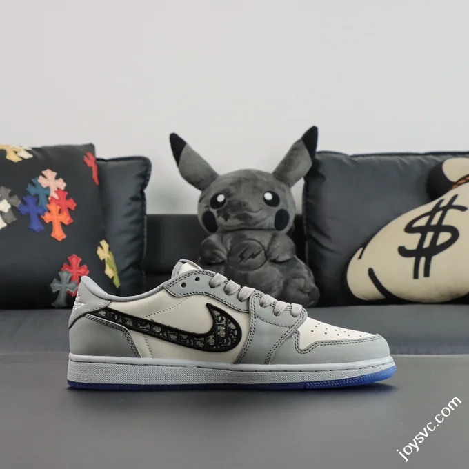 AJ1 Dior Low White Grey Sneakers