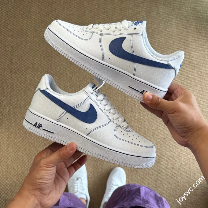 3A Pure Original Air Force 1 AF1 White Blue 100% Original Shoe Development HQ2037-100