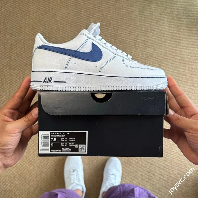 3A Pure Original Air Force 1 AF1 White Blue 100% Original Shoe Development HQ2037-100
