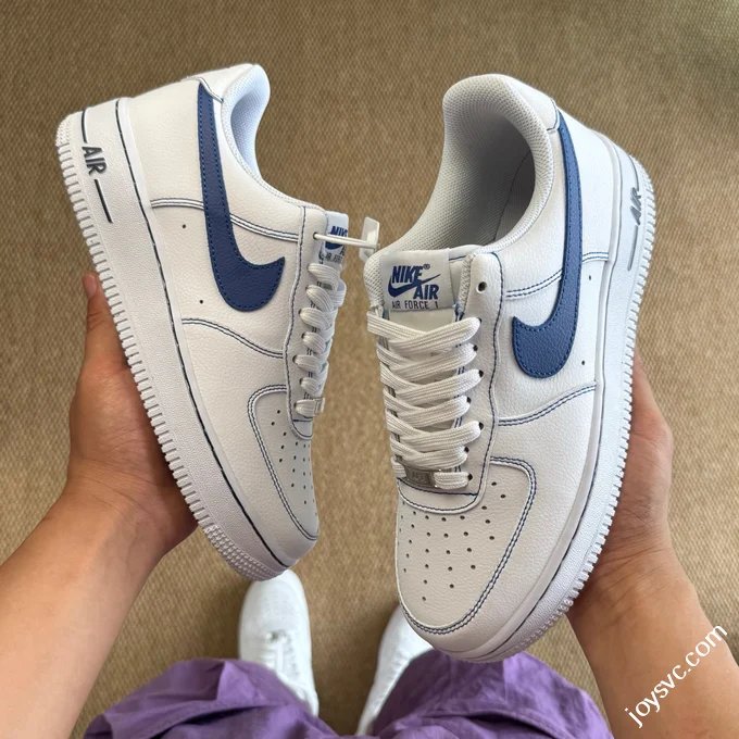 3A Pure Original Air Force 1 AF1 White Blue 100% Original Shoe Development HQ2037-100