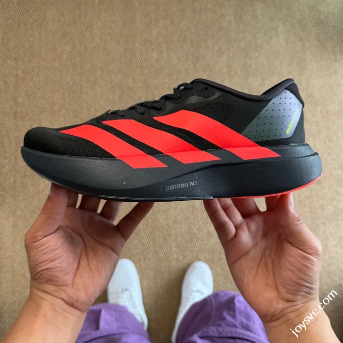 AD Adizero Evo SL Adidas Marathon Running Shoes Q Elastic Cushioning Black Red JR3414