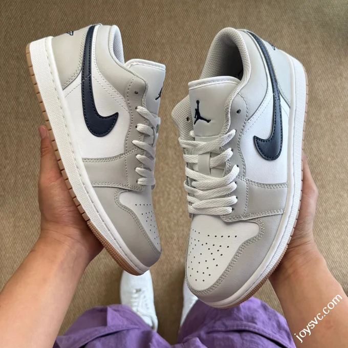 DT Pure Original AJ1 Low White Grey Gum Sole Authentic Materials 553558-146