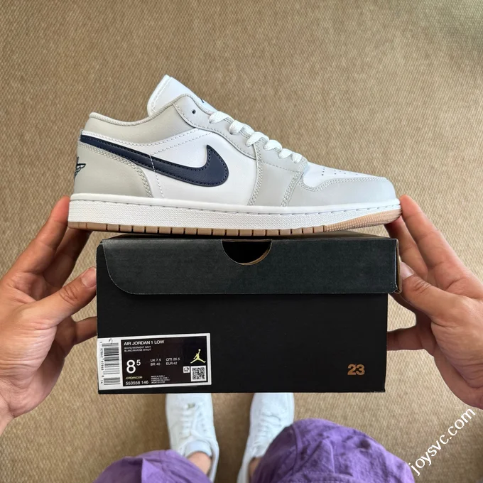 DT Pure Original AJ1 Low White Grey Gum Sole Authentic Materials 553558-146