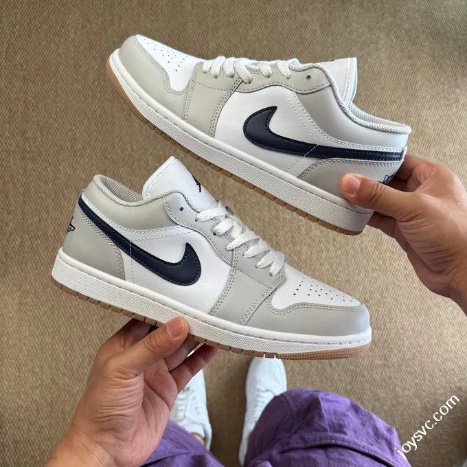 DT Pure Original AJ1 Low White Grey Gum Sole Authentic Materials 553558-146