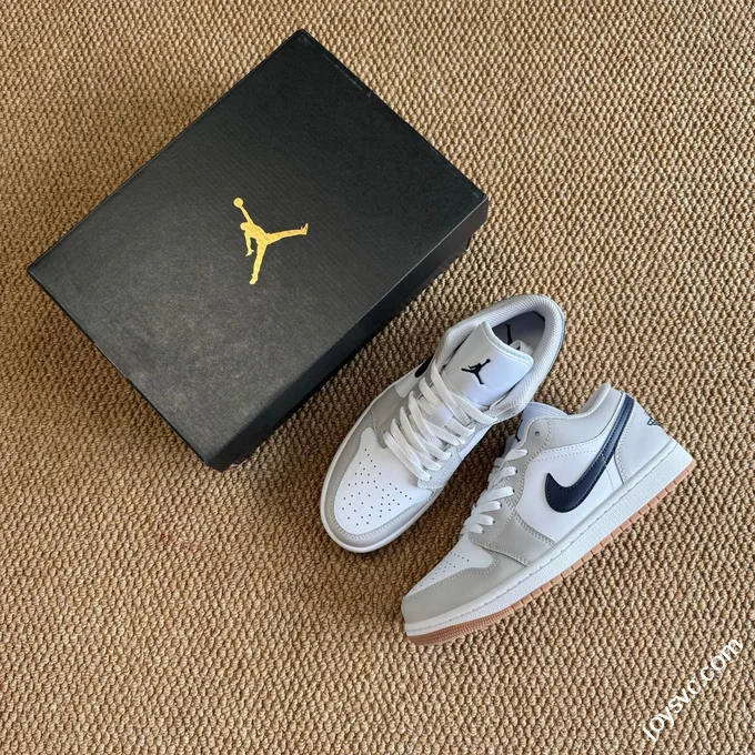 DT Pure Original AJ1 Low White Grey Gum Sole Authentic Materials 553558-146