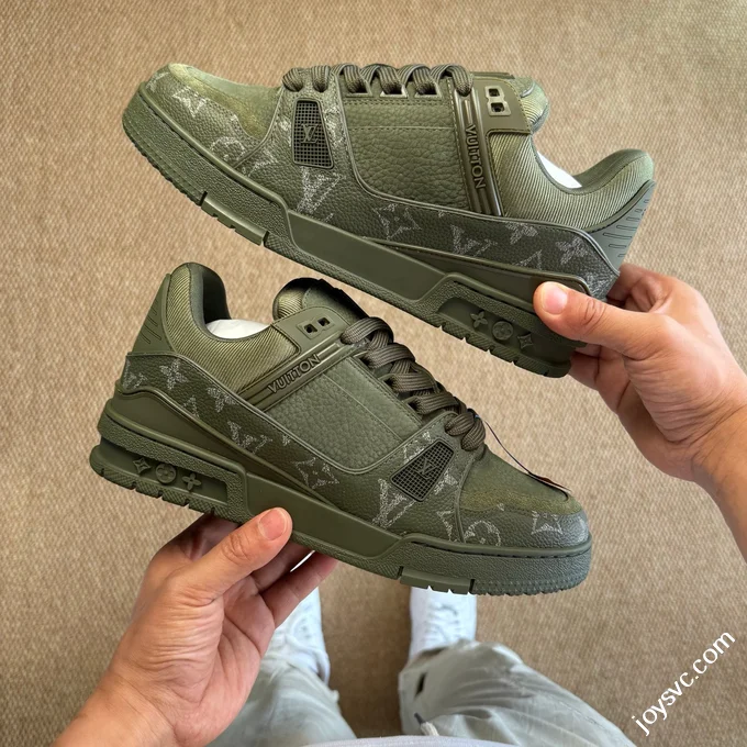 LV Trainer Green Grained Leather New Packaging Original Last Foshan Factory