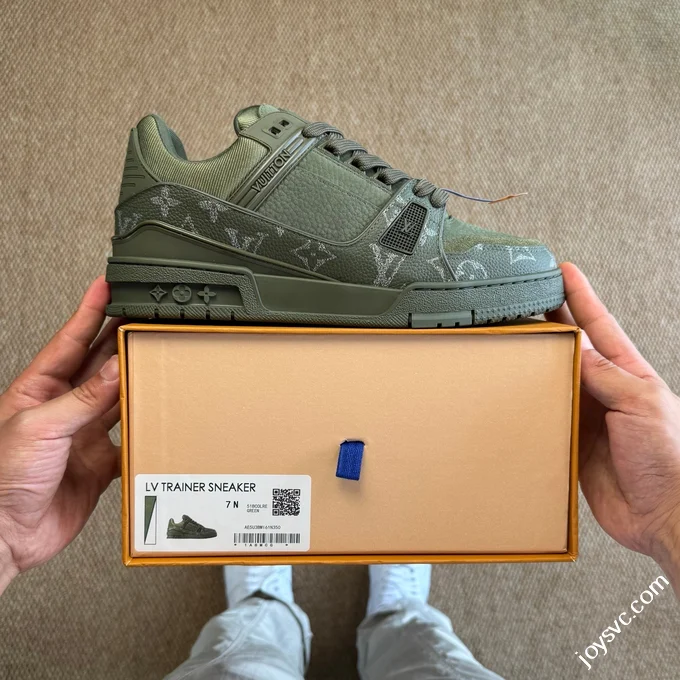 LV Trainer Green Grained Leather New Packaging Original Last Foshan Factory
