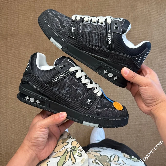 LV Trainer Washed Denim Black New Packaging Original Last Foshan Factory