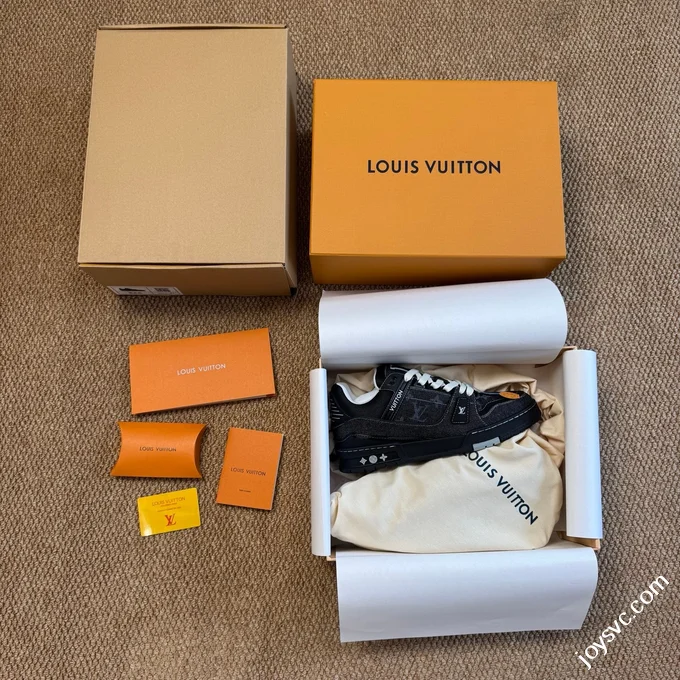 LV Trainer Washed Denim Black New Packaging Original Last Foshan Factory