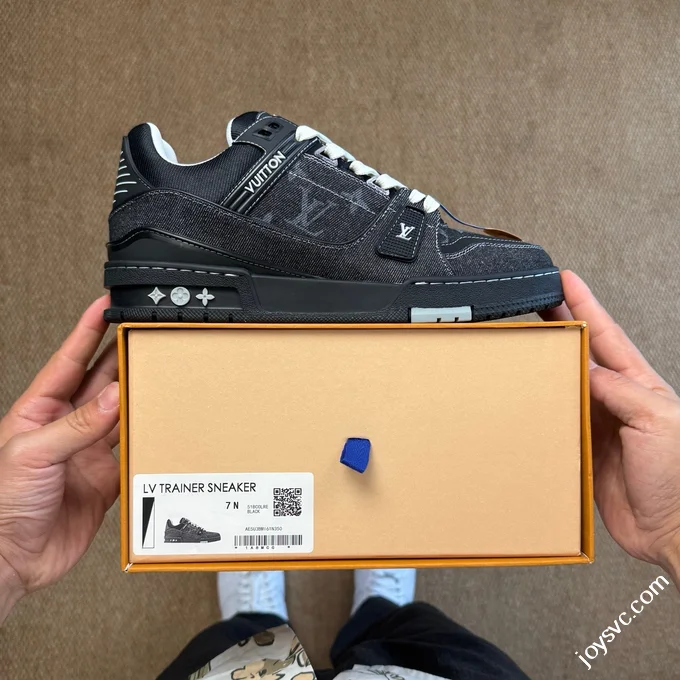 LV Trainer Washed Denim Black New Packaging Original Last Foshan Factory