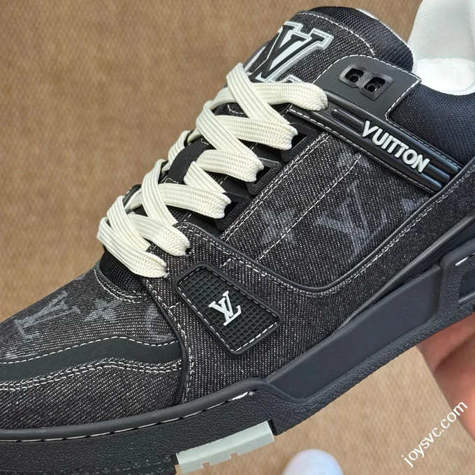 LV Trainer Washed Denim Black New Packaging Original Last Foshan Factory
