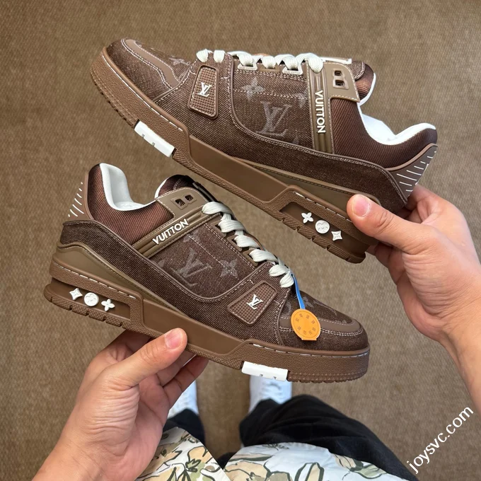 LV Trainer Washed Denim Brown New Packaging Original Last Foshan Factory