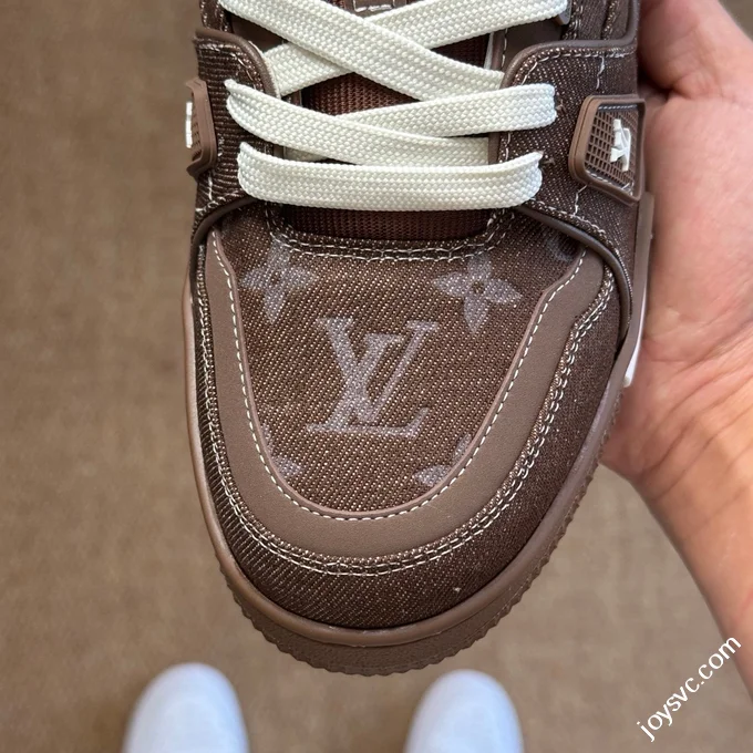 LV Trainer Washed Denim Brown New Packaging Original Last Foshan Factory