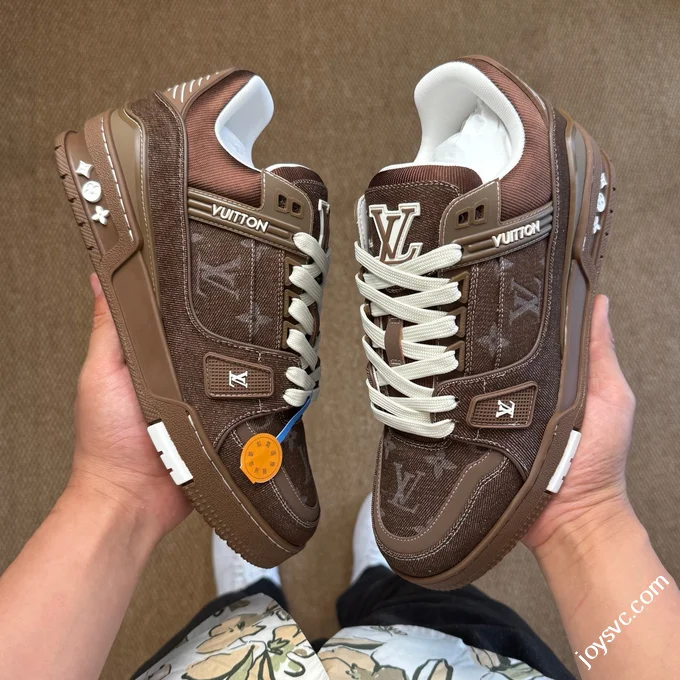LV Trainer Washed Denim Brown New Packaging Original Last Foshan Factory