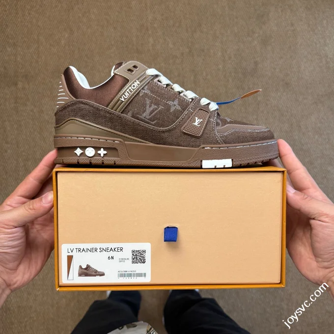 LV Trainer Washed Denim Brown New Packaging Original Last Foshan Factory