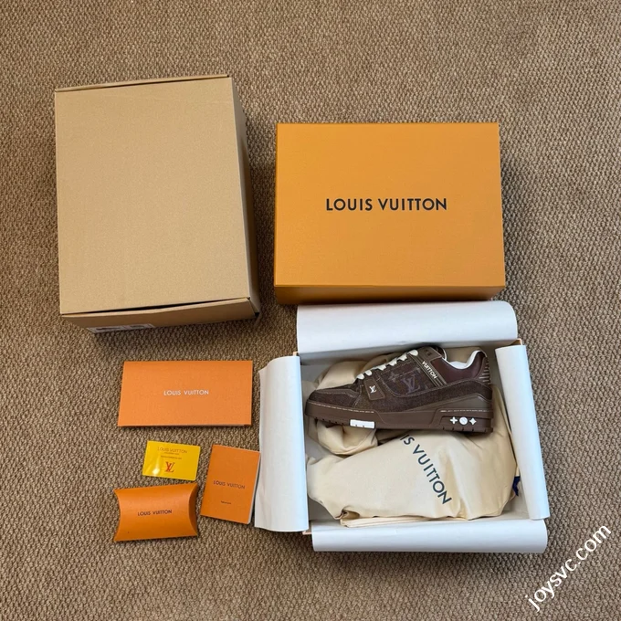 LV Trainer Washed Denim Brown New Packaging Original Last Foshan Factory