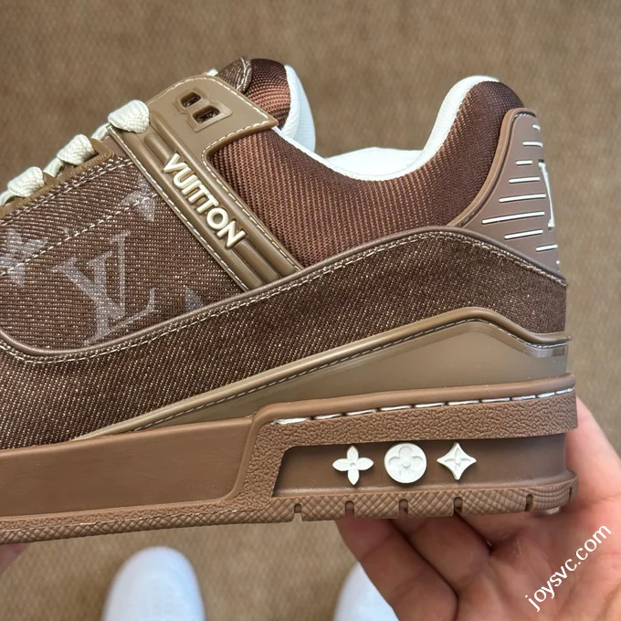 LV Trainer Washed Denim Brown New Packaging Original Last Foshan Factory