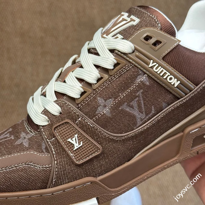 LV Trainer Washed Denim Brown New Packaging Original Last Foshan Factory