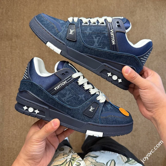 LV Trainer Washed Denim Blue New Packaging Original Last Foshan Factory