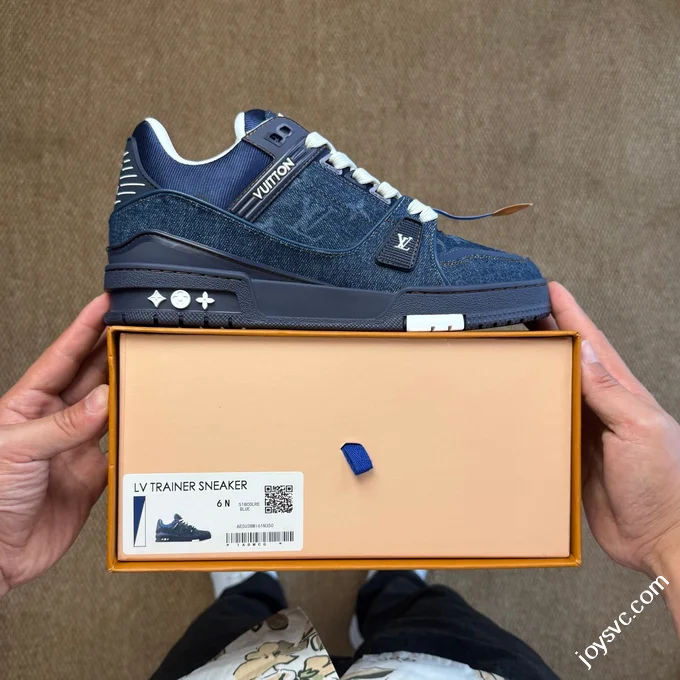 LV Trainer Washed Denim Blue New Packaging Original Last Foshan Factory
