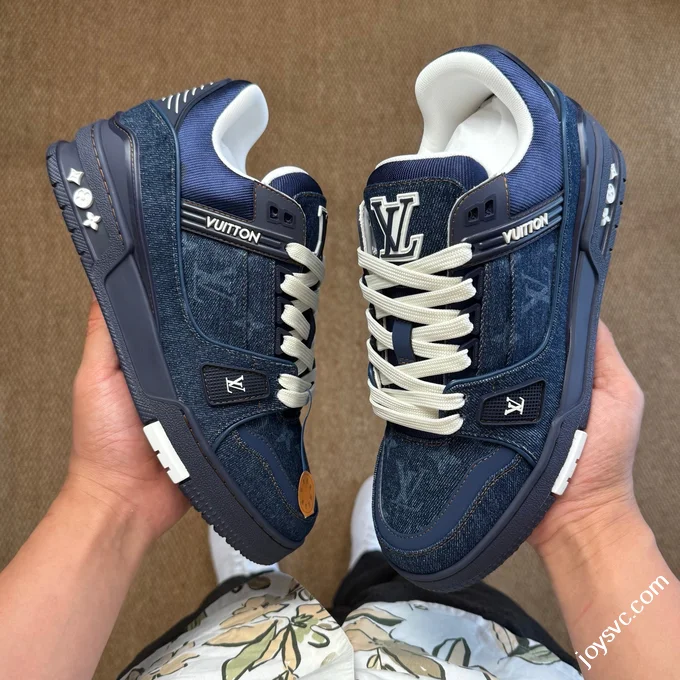 LV Trainer Washed Denim Blue New Packaging Original Last Foshan Factory