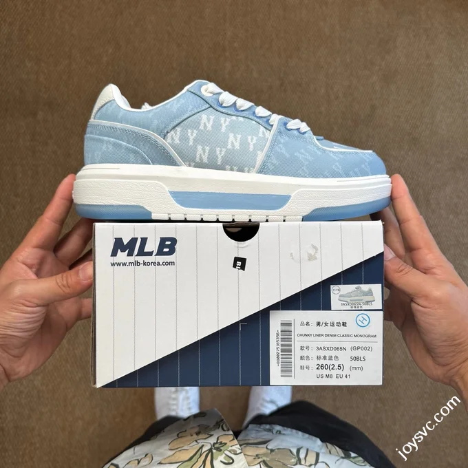 MLB Chunky Liner College Style Platform Sneakers Light Blue 3ASXD065N (GP002)