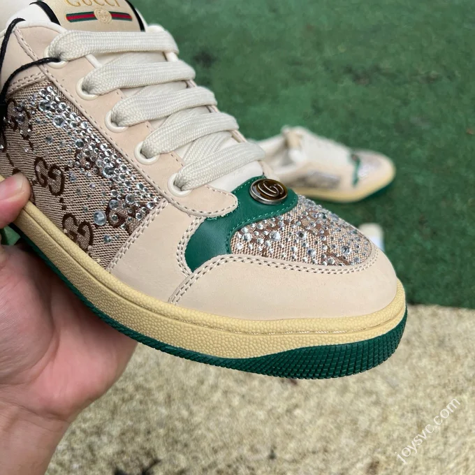 Gucci Screener Canvas Leather Dirty Look Grey Green Sneakers