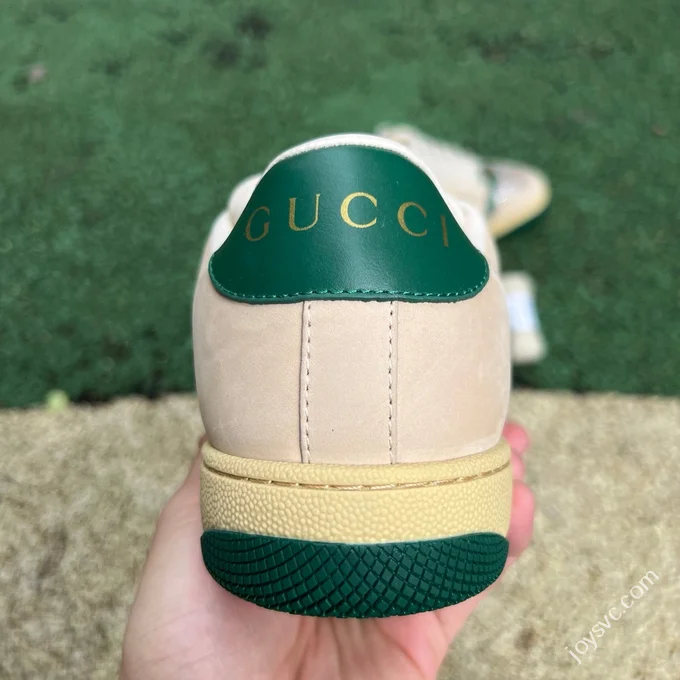 Gucci Screener Canvas Leather Dirty Look Grey Green Sneakers