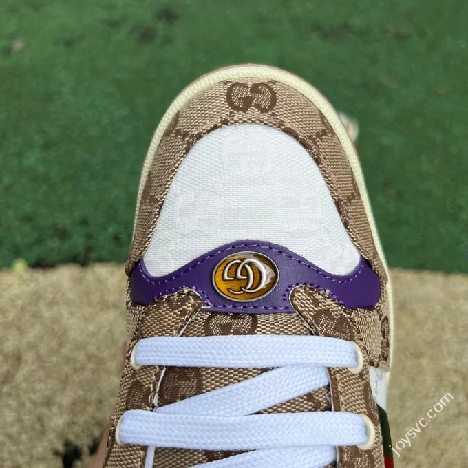 Gucci Screener White Brown Purple Detail Sneakers