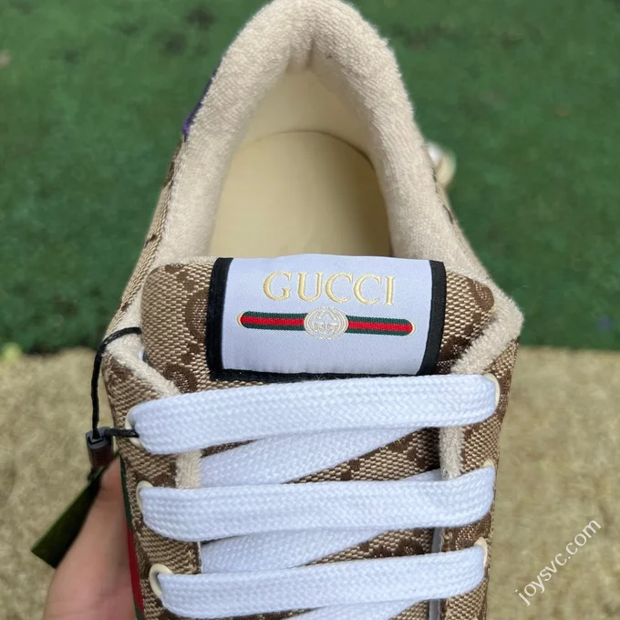 Gucci Screener White Brown Purple Detail Sneakers