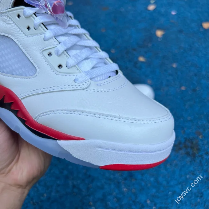 AJ5 White Red Fire Red Black Tongue Sneakers HQ7978-101