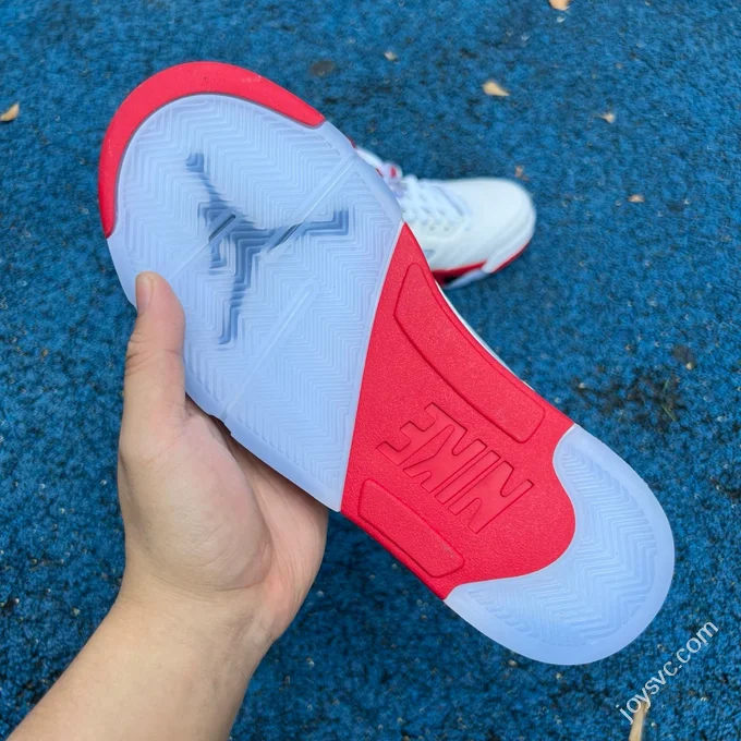 AJ5 White Red Fire Red Black Tongue Sneakers HQ7978-101