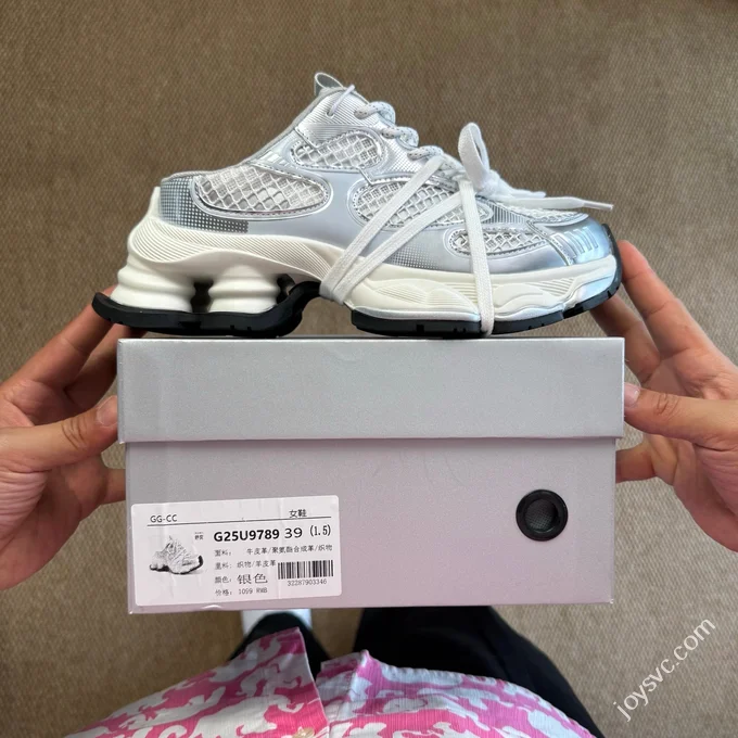 MAX 2025 Zhao Lusi GG-CC 5CM Platform Height Increasing Half Slippers Silver